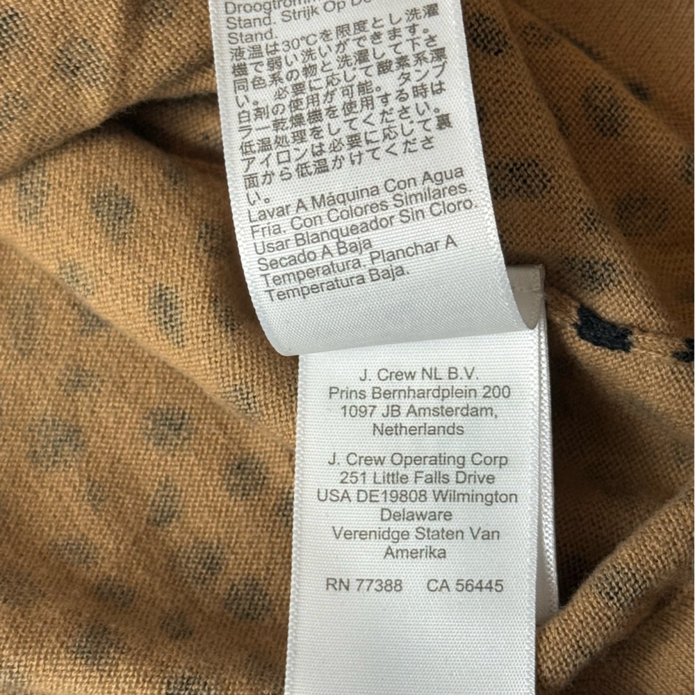 J.Crew Teddie Leopard Cheetah Print Cotton Long Sleeve Tee Top Large Tan Black - Picture 10 of 13